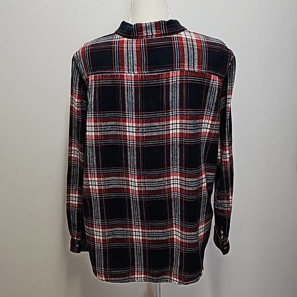 Natural Reflections Women's Button Front Flannel Shirt Navy Green Red Size XL - Picture 4 of 8